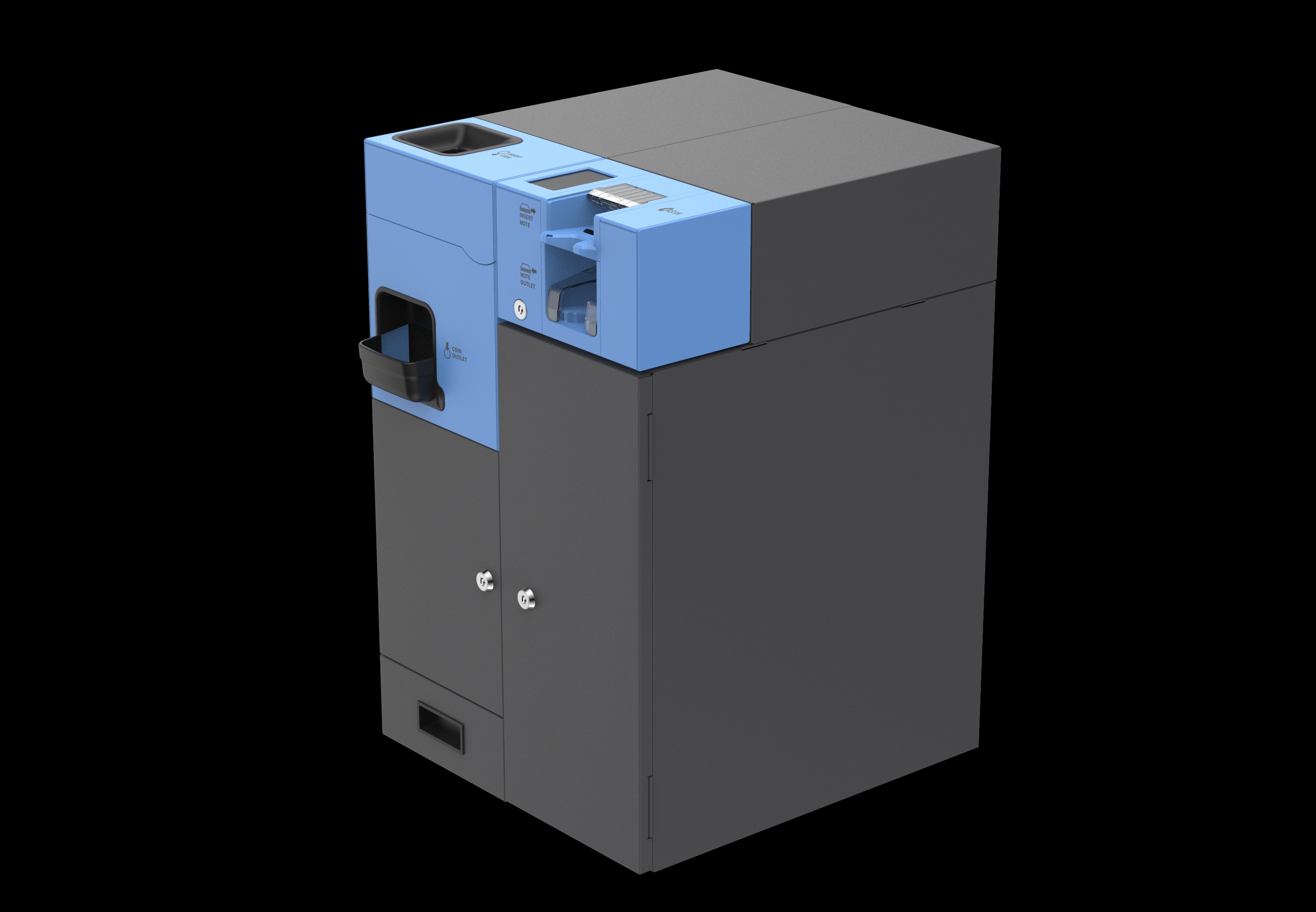 Monnayeur automatique IRONBOX — noir quantique, coffre-fort intégré (monnayeur automatique Belgique)