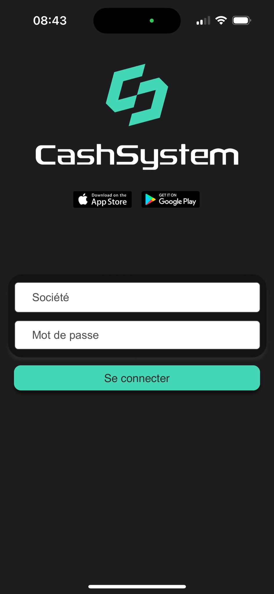 Application CashSystem Mobile — contrôle des sorties d’argent, écran 2