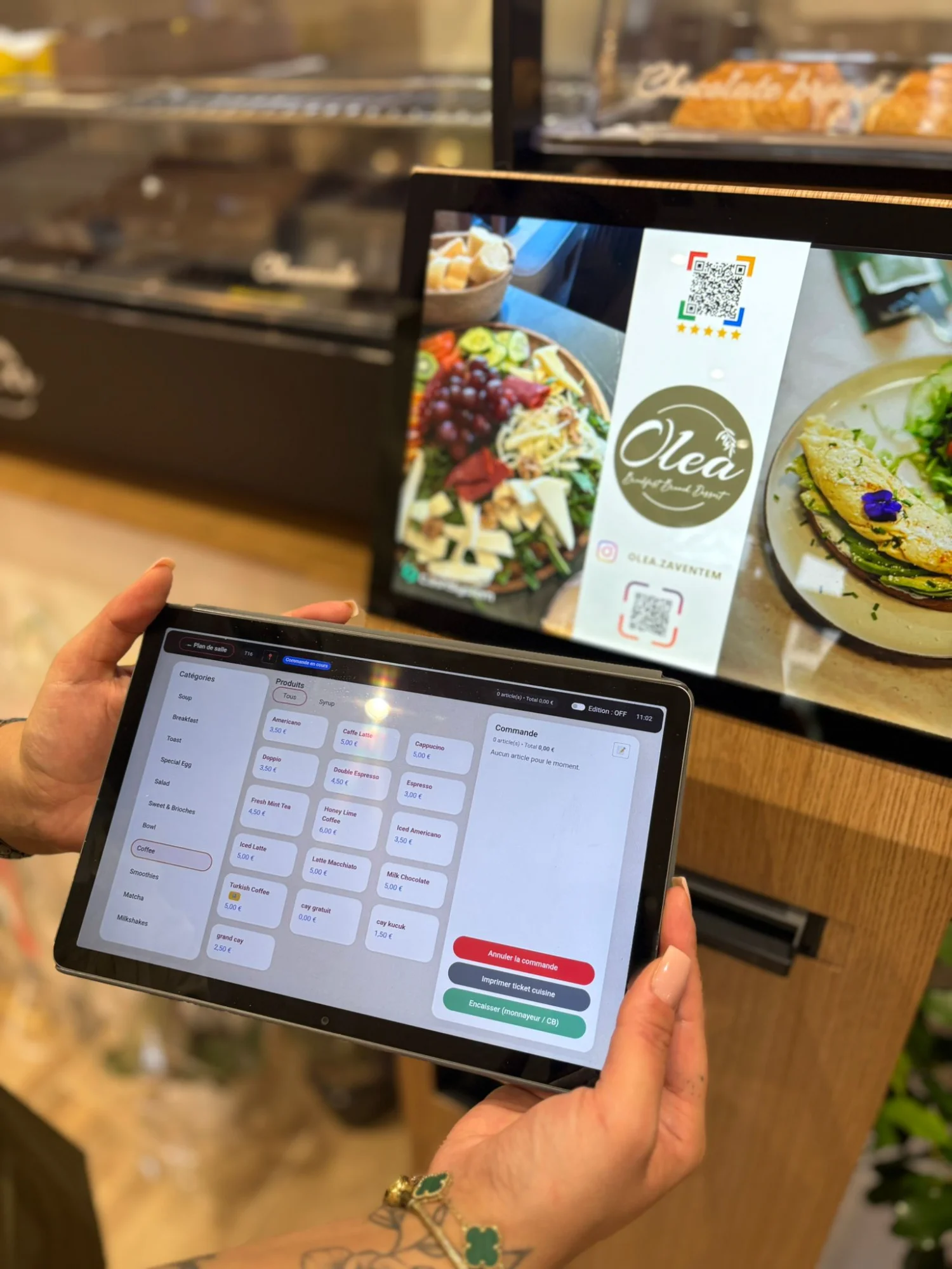 Monnayeur CashSystem installé chez Olea Zaventem — vue tablette Suite